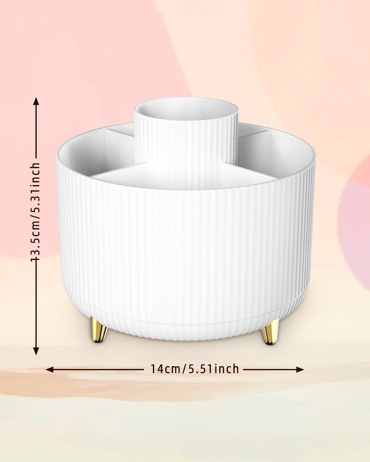 Nuangoo Kosmetik Make Up Organizer, 360°Drehbarer Pinsel Organizer,Kosmetikregal Kosmetik Organizers für Zimmer Decor Frisiertisch,Schlafzimmer,Badezimmer. (weiß)