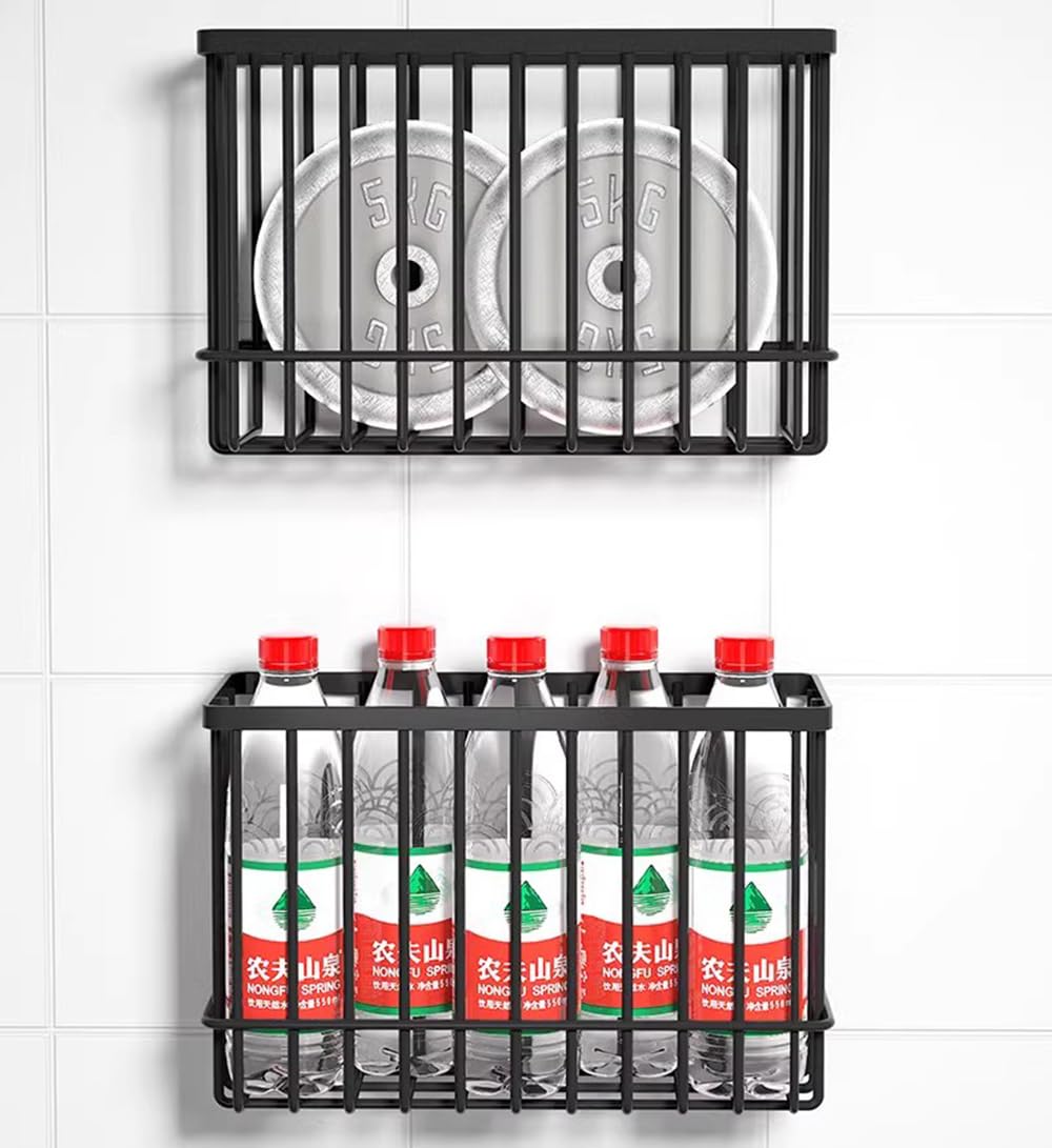 EigPluy 2 Stück Küchenschranktür-Aufbewahrungsbox,Selbstklebendes Wandmontierte Aufbewahrungsboxen, Schrank/Badezimmer/Kühlschrank Kleine Gegenstände Organizer Aufbewahrungsbox (Schwarz)