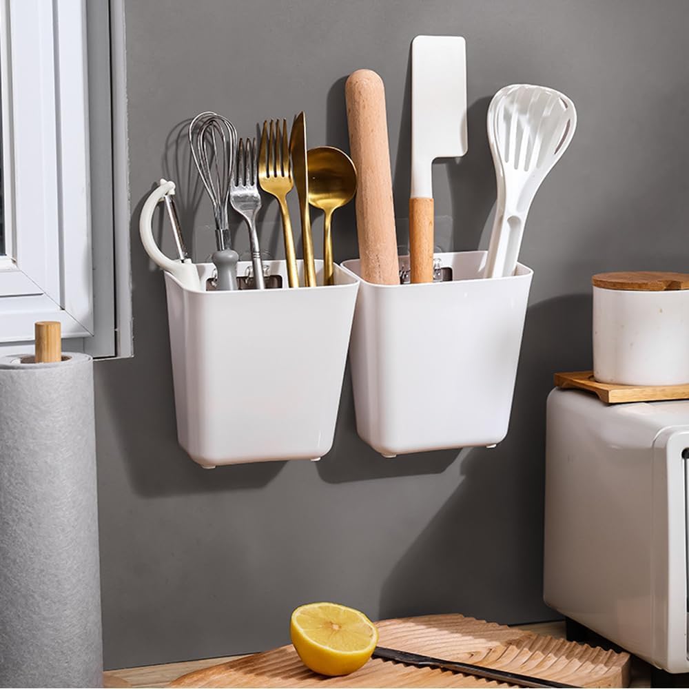 Zikenis 4 Stück Selbstklebende wandmontierte Aufbewahrungsbox,Badezimmer Organizer,Küchenschranktür-Aufbewahrungsbox,für Schrank,Badezimmer,Kühlschrank Kleine Gegenstände Organizer