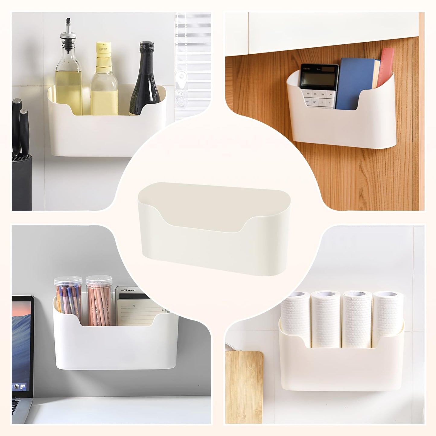 UKOFEW Küchenschranktür-Aufbewahrungsbox, Selbstklebendes Wandmontierte Aufbewahrungsbox, Korb Badezimmer Aufbewahrung, Kleine Gegenstände Organizer, Ohne Bohren für Schrank Kühlschrank