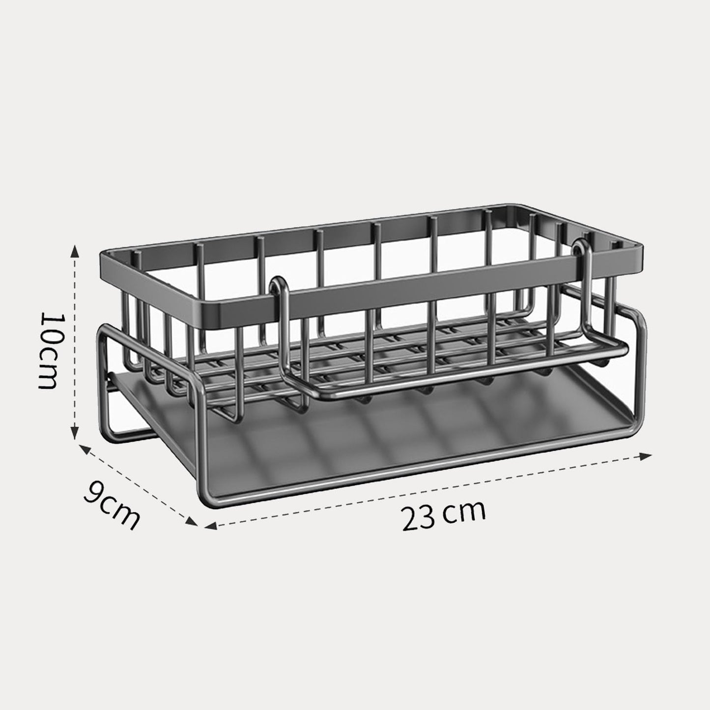 ViWaVee Spüle Küchen Organizer, Spülbecken Organizer Mit Selbstentleerender Ablaufwanne for Schwammhalter, Handtuchhalter, Spültuchhalter, Super Organizer für Küche und Badezimmer. (Schwarz)