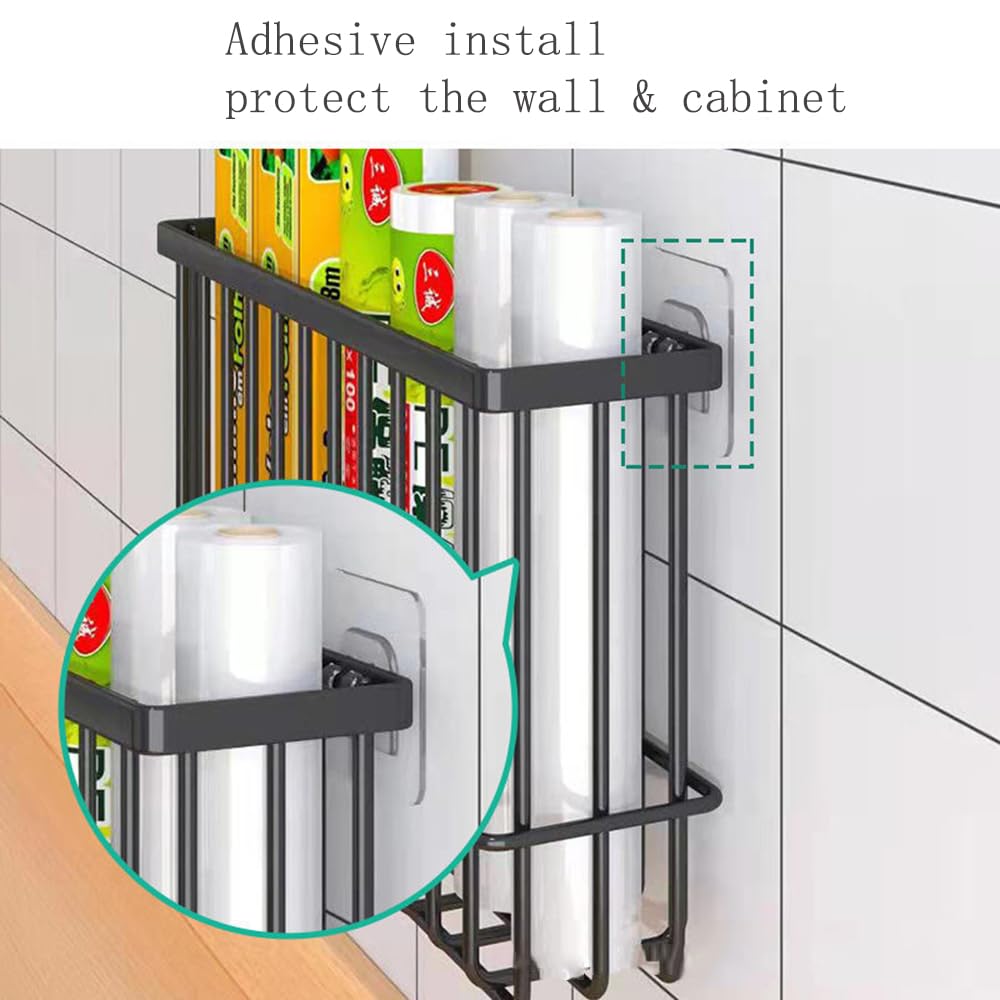 EigPluy 2 Stück Küchenschranktür-Aufbewahrungsbox,Selbstklebendes Wandmontierte Aufbewahrungsboxen, Schrank/Badezimmer/Kühlschrank Kleine Gegenstände Organizer Aufbewahrungsbox (Schwarz)
