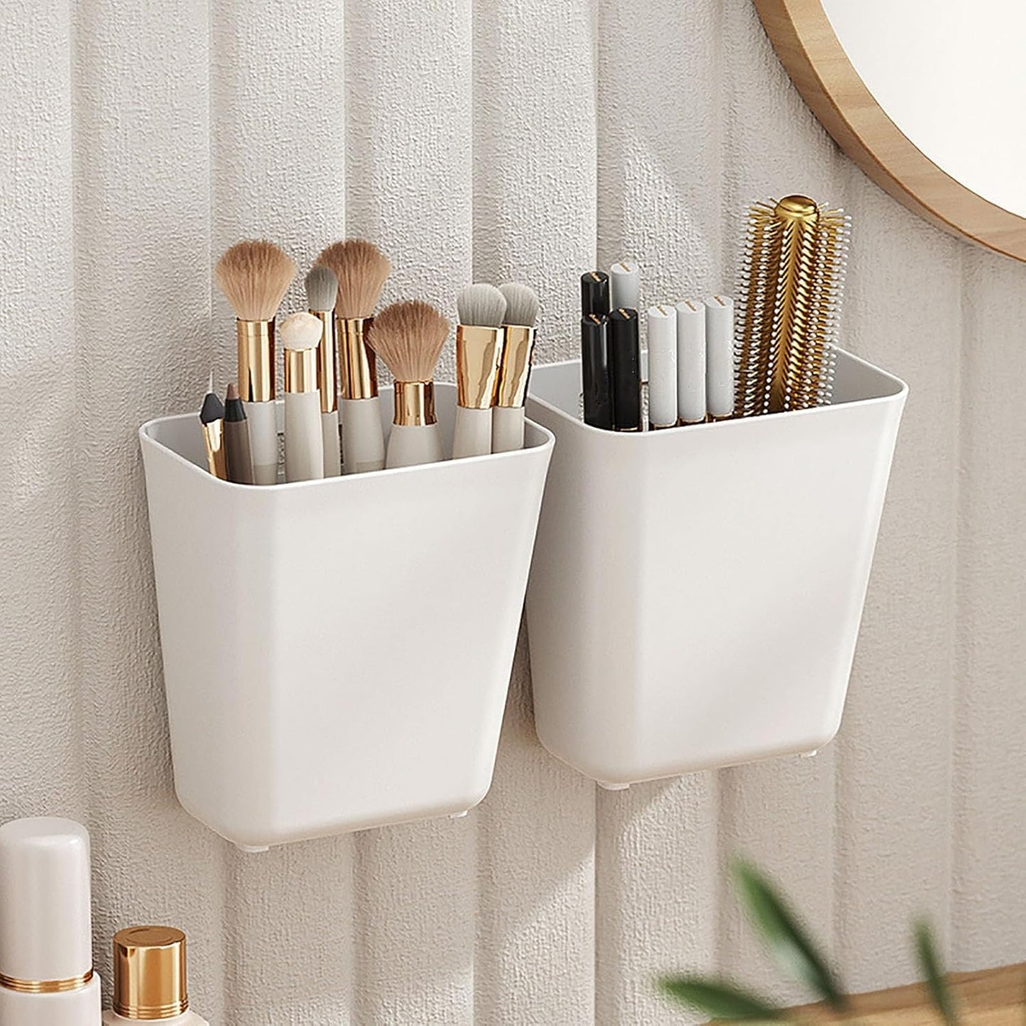 Zikenis 4 Stück Selbstklebende wandmontierte Aufbewahrungsbox,Badezimmer Organizer,Küchenschranktür-Aufbewahrungsbox,für Schrank,Badezimmer,Kühlschrank Kleine Gegenstände Organizer