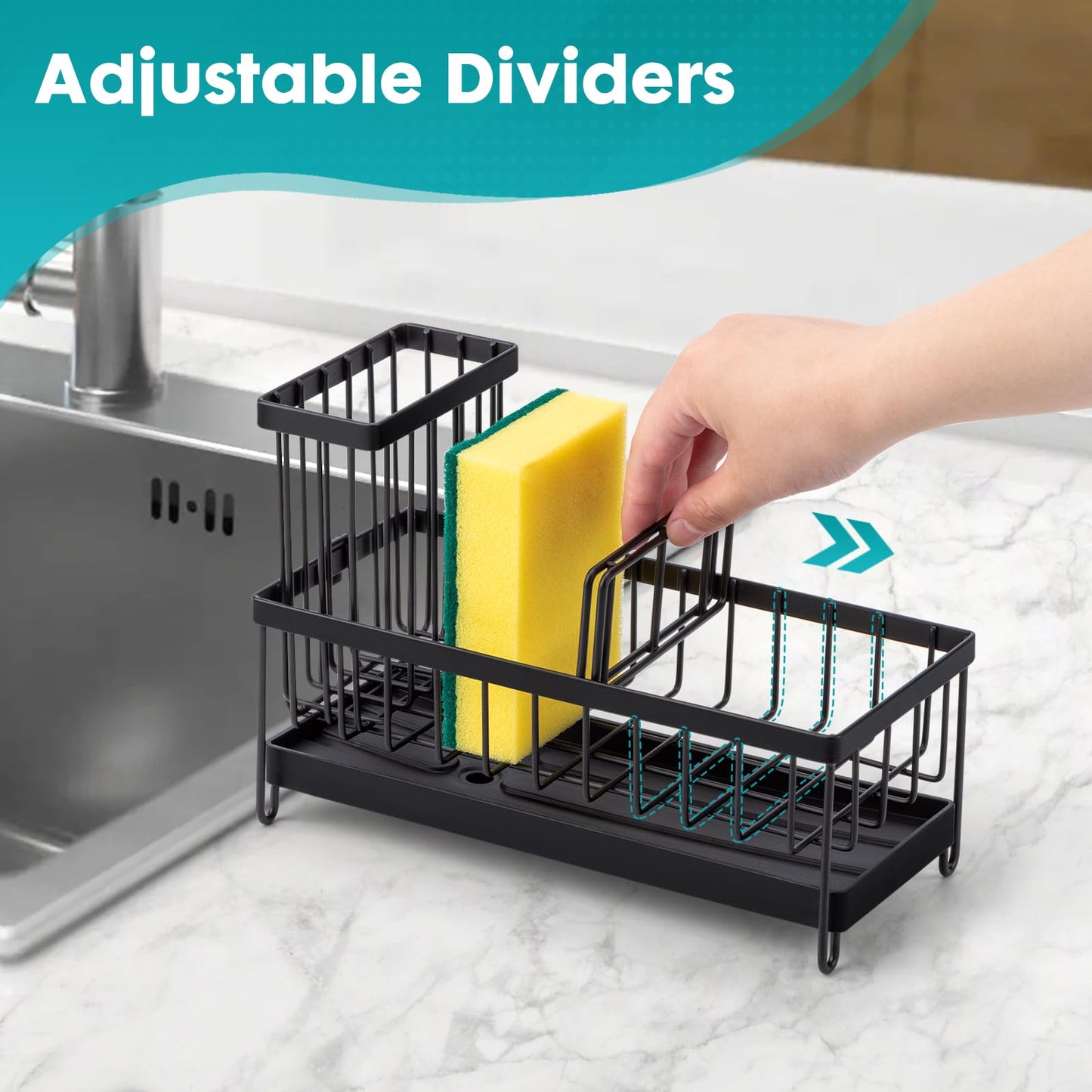 Sinnsally Spülbecken Organizer Küchen,Sink Caddy Kitchen Organizer Schwammhalter Spülorganizer Edelstahl Spülmittel Halterung Küchenorganisation Spüle Spülutensilien Aufbewahrung Waschbecken Abwasch