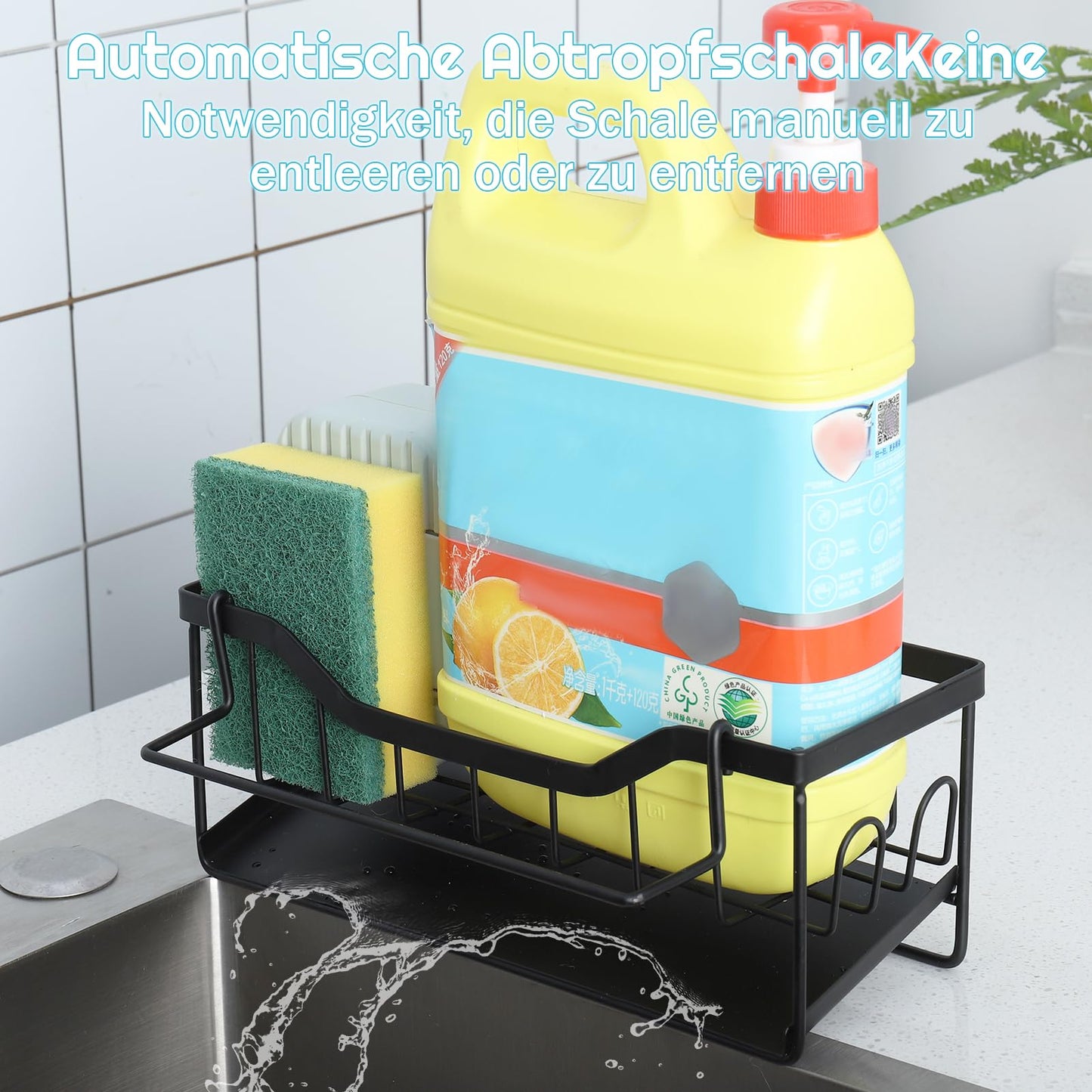 Spülbecken Organizer mit Abtropfschale,Küchen Organizer mit Handtuchhalter,Schwammhalter Küche Aufbewahrung&Organisation Ohne Bohren Küchen Sink Badezimmer Organizer für Lappen Bürsten Schwamm Seife
