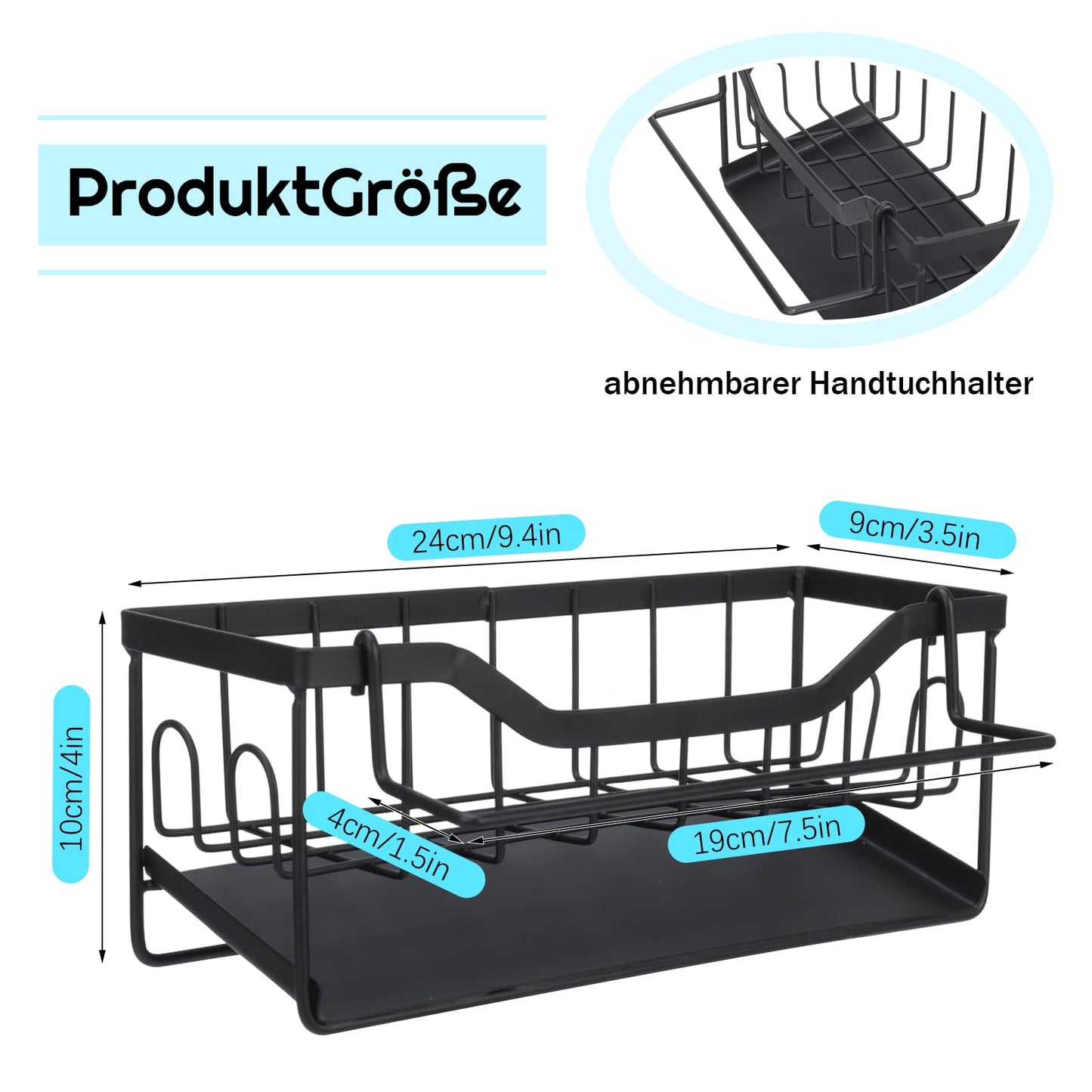 Spülbecken Organizer mit Abtropfschale,Küchen Organizer mit Handtuchhalter,Schwammhalter Küche Aufbewahrung&Organisation Ohne Bohren Küchen Sink Badezimmer Organizer für Lappen Bürsten Schwamm Seife