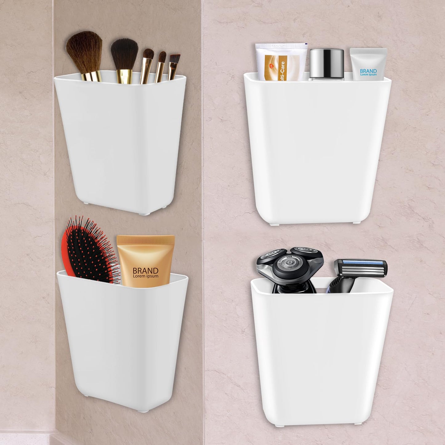 Collazoey 4 Stück Selbstklebende wandmontierte Aufbewahrungsbox,Küchenschranktür Aufbewahrungsbox,Badezimmer Organizer,für Schrank,Badezimmer,Kühlschrank Kleine Gegenstände Organizer Aufbewahrungsbox