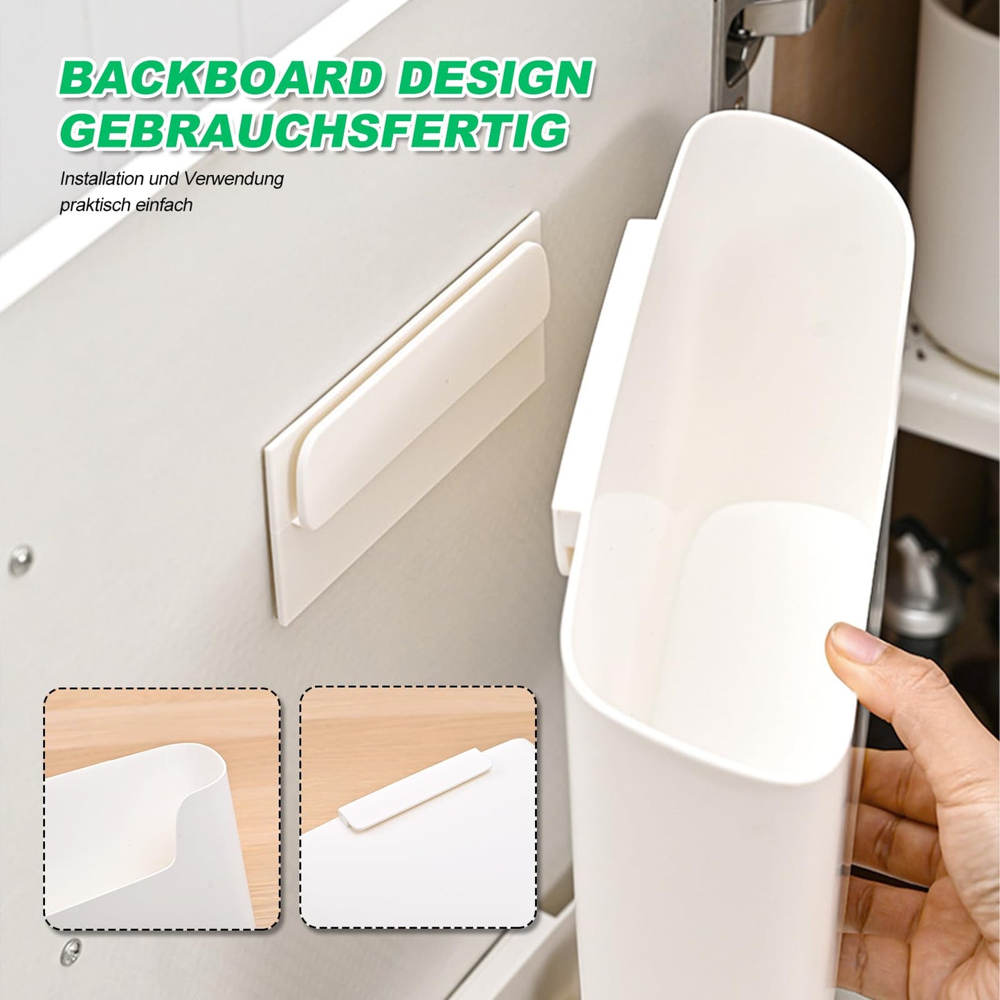 SXCCNW Küchenschranktür Aufbewahrungsbox, 2 Stück Selbstklebendes Wandmontierte Aufbewahrungsbox Ohne Bohren Aufbewahrungsbox Selbstklebendes Wandmontierte für küche küchenschrank Bad Weiß