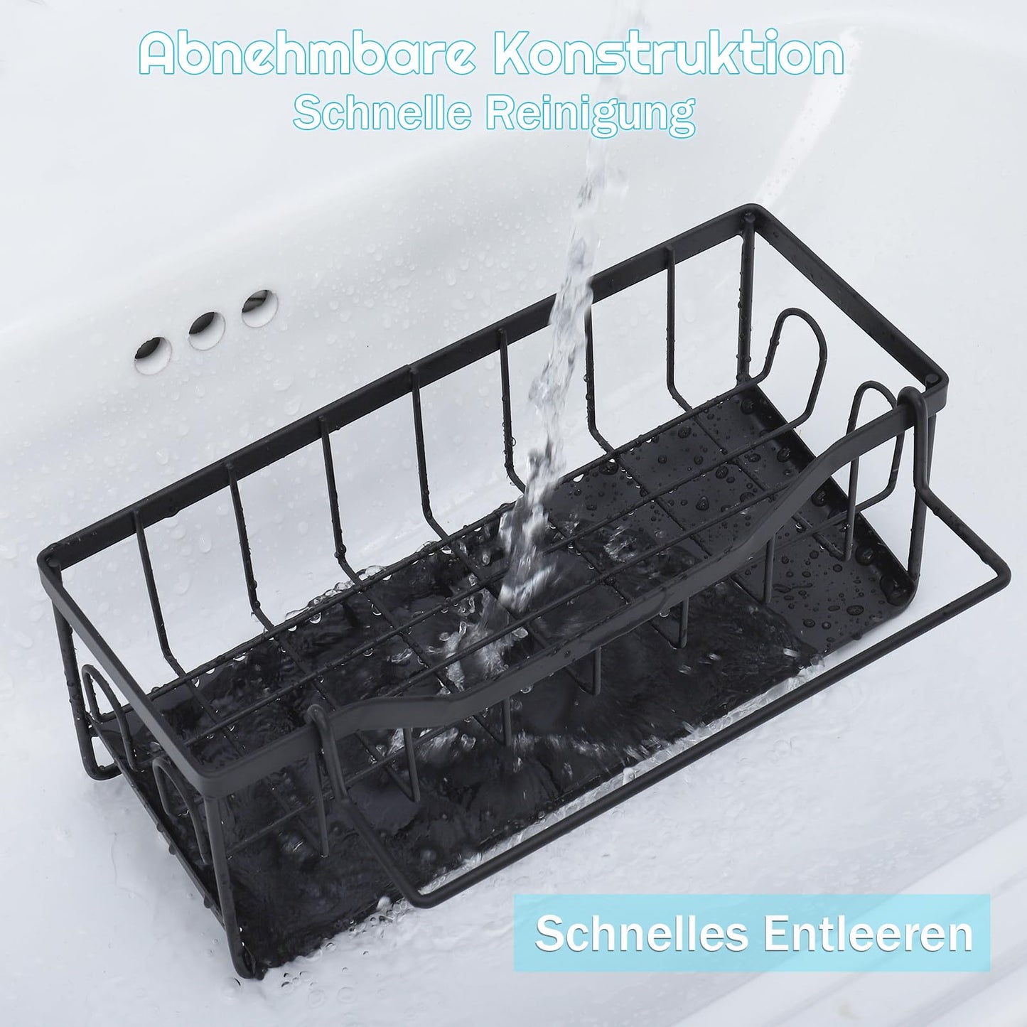 Spülbecken Organizer mit Abtropfschale,Küchen Organizer mit Handtuchhalter,Schwammhalter Küche Aufbewahrung&Organisation Ohne Bohren Küchen Sink Badezimmer Organizer für Lappen Bürsten Schwamm Seife