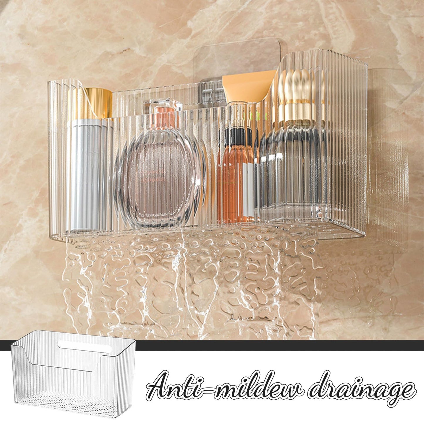 Kotkiddy 2 Stück Wandmontierter Organisator Korb, Badezimmer Organizer, Küchenschrank OrganizerDusche Caddy Stapelbar Klarer Makeup Organisator