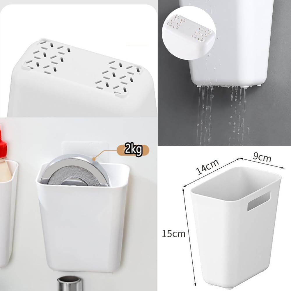 Zikenis 4 Stück Selbstklebende wandmontierte Aufbewahrungsbox,Badezimmer Organizer,Küchenschranktür-Aufbewahrungsbox,für Schrank,Badezimmer,Kühlschrank Kleine Gegenstände Organizer
