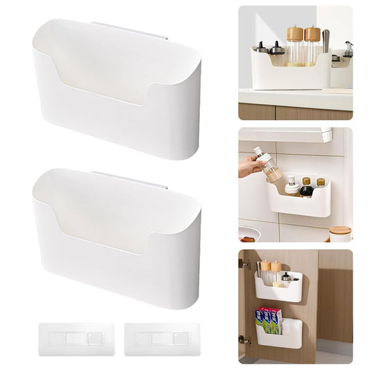 SXCCNW Küchenschranktür Aufbewahrungsbox, 2 Stück Selbstklebendes Wandmontierte Aufbewahrungsbox Ohne Bohren Aufbewahrungsbox Selbstklebendes Wandmontierte für küche küchenschrank Bad Weiß