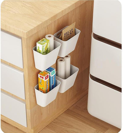 Zikenis 4 Stück Selbstklebende wandmontierte Aufbewahrungsbox,Badezimmer Organizer,Küchenschranktür-Aufbewahrungsbox,für Schrank,Badezimmer,Kühlschrank Kleine Gegenstände Organizer