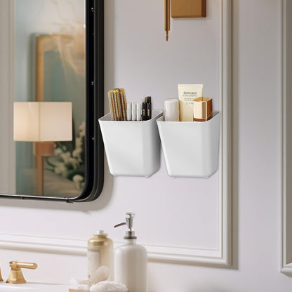 Collazoey 4 Stück Selbstklebende wandmontierte Aufbewahrungsbox,Küchenschranktür Aufbewahrungsbox,Badezimmer Organizer,für Schrank,Badezimmer,Kühlschrank Kleine Gegenstände Organizer Aufbewahrungsbox