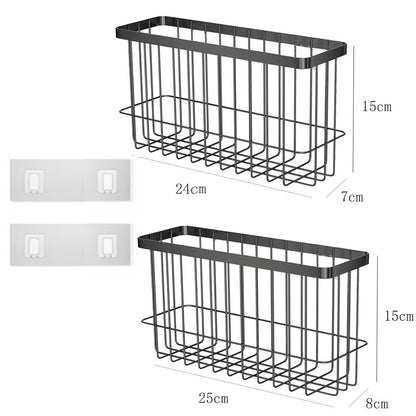 EigPluy 2 Stück Küchenschranktür-Aufbewahrungsbox,Selbstklebendes Wandmontierte Aufbewahrungsboxen, Schrank/Badezimmer/Kühlschrank Kleine Gegenstände Organizer Aufbewahrungsbox (Schwarz)