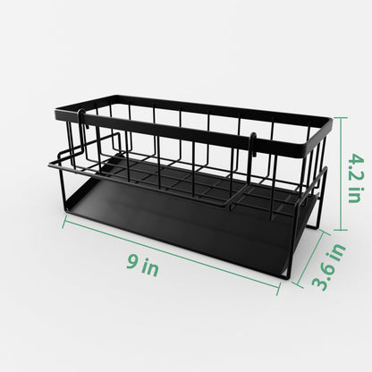 wenrescry Spülbecken Organizer – Küchen Schwammhalter mit Selbstentleerender Ablaufwanne und Spüllappenhalter, ideal für Küche und Badezimmer, Organizer für Bürsten, Schwämme, Seife und mehr