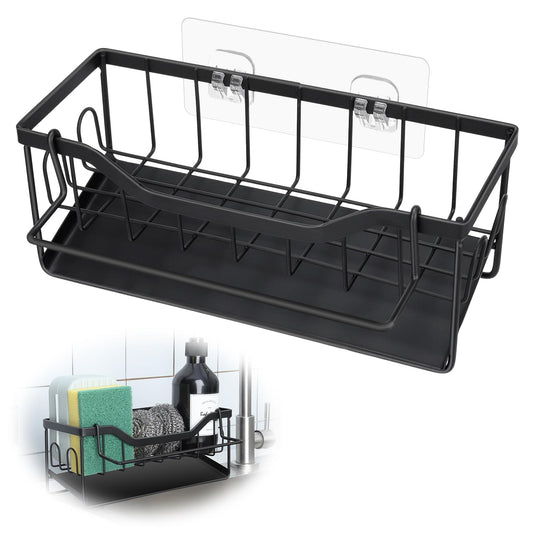 Spülbecken Organizer mit Abtropfschale,Küchen Organizer mit Handtuchhalter,Schwammhalter Küche Aufbewahrung&Organisation Ohne Bohren Küchen Sink Badezimmer Organizer für Lappen Bürsten Schwamm Seife