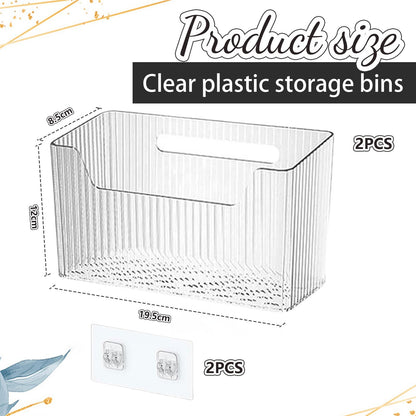 Kotkiddy 2 Stück Wandmontierter Organisator Korb, Badezimmer Organizer, Küchenschrank OrganizerDusche Caddy Stapelbar Klarer Makeup Organisator