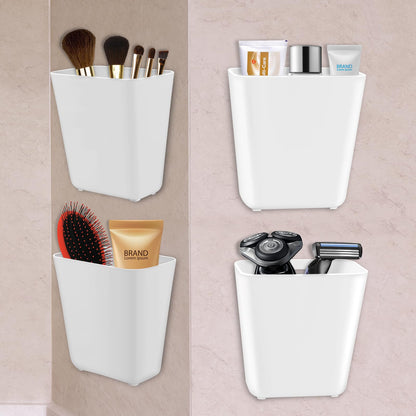 Collazoey 4 Stück Selbstklebende wandmontierte Aufbewahrungsbox,Küchenschranktür Aufbewahrungsbox,Badezimmer Organizer,für Schrank,Badezimmer,Kühlschrank Kleine Gegenstände Organizer Aufbewahrungsbox