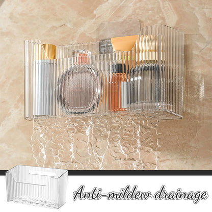 Kotkiddy 2 Stück Wandmontierter Organisator Korb, Badezimmer Organizer, Küchenschrank OrganizerDusche Caddy Stapelbar Klarer Makeup Organisator